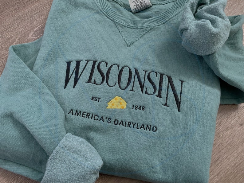 Embroidered Wisconsin America's Dairyland Vintage Dyed Etsy