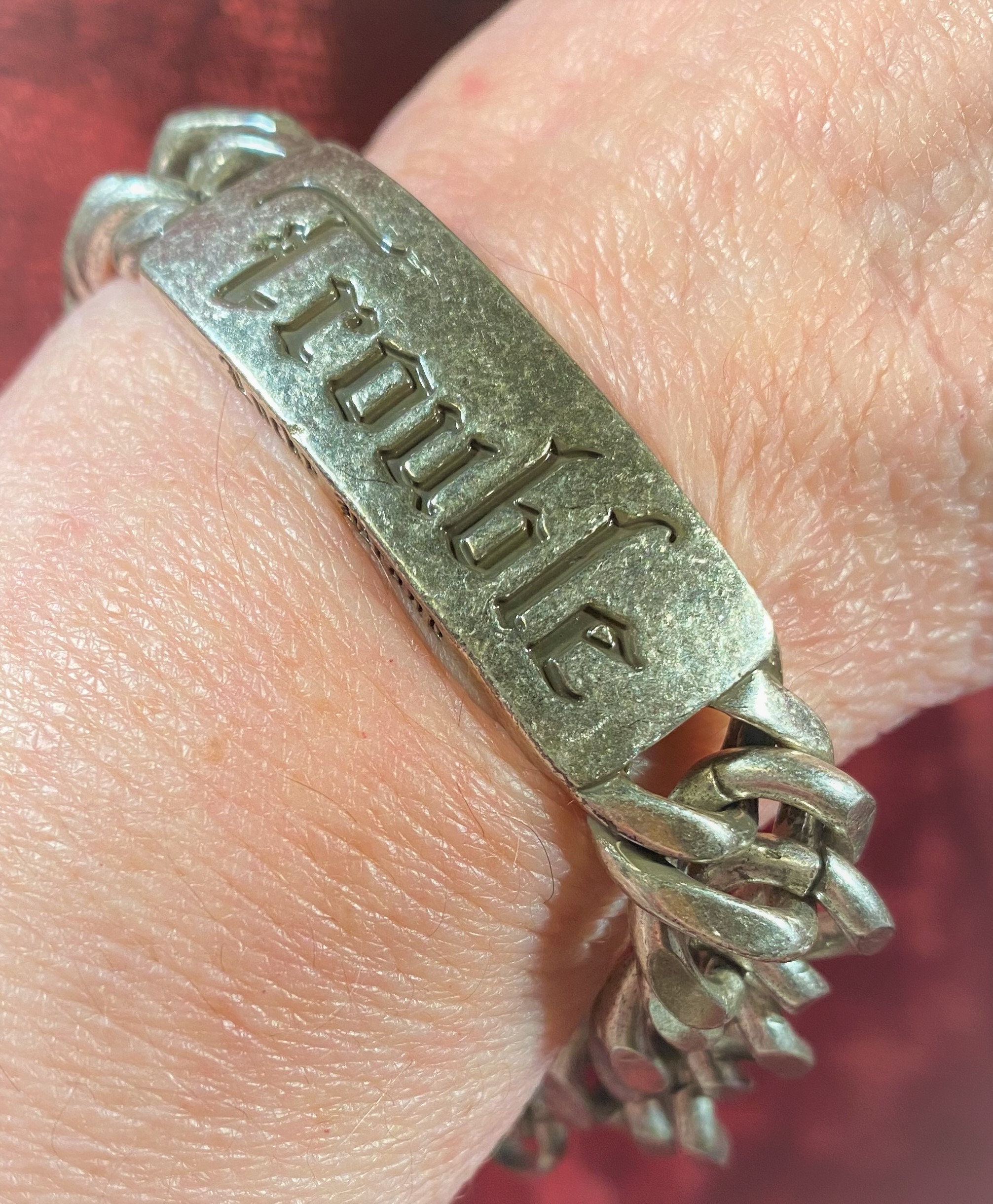 Vintage Lucky Brand Chain ID Bracelet engraved with the word Etsy