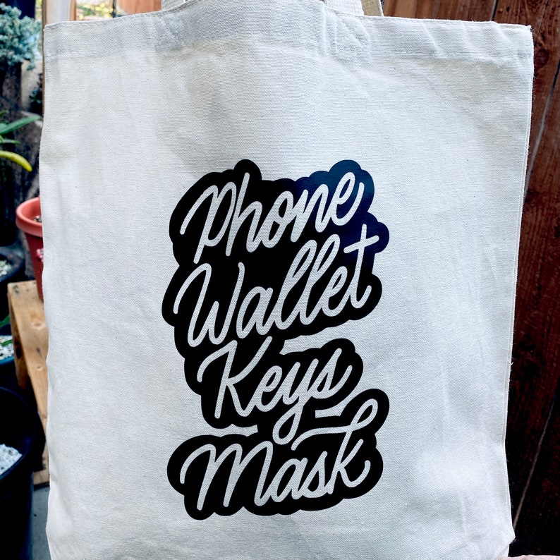 100/% Cotton Tote Bag Phone Wallet Keys Mask
