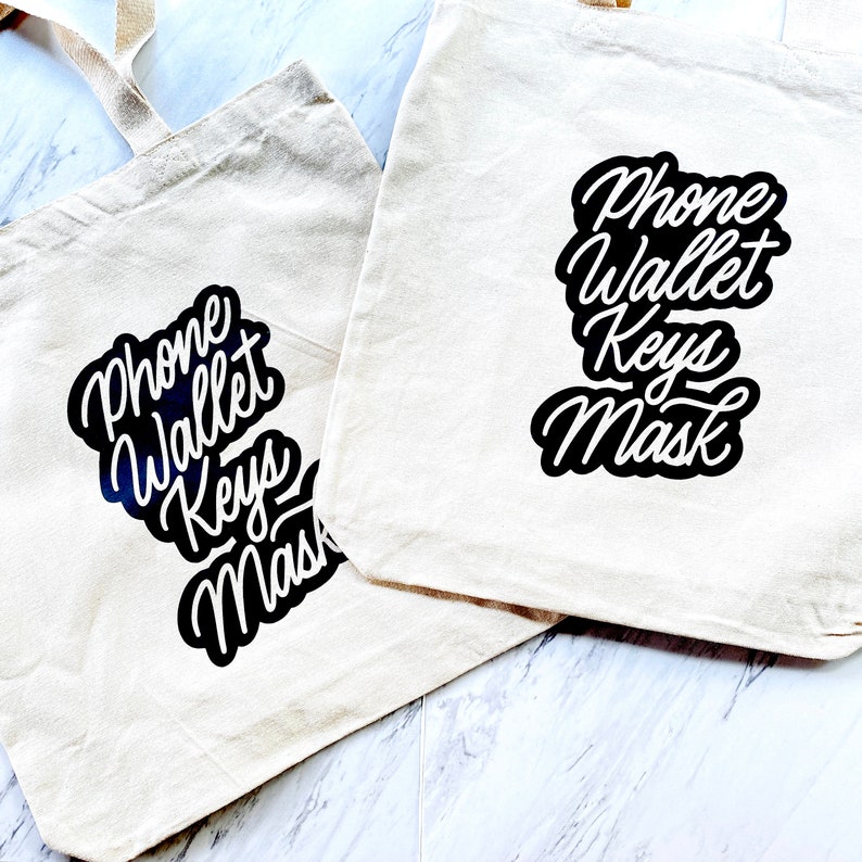 100/% Cotton Tote Bag Phone Wallet Keys Mask