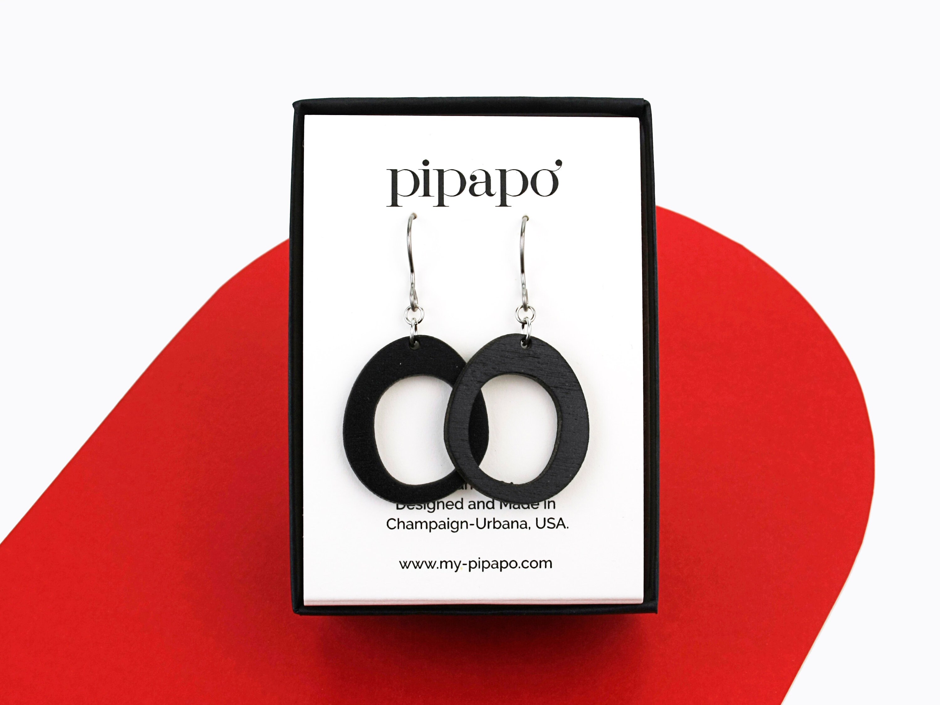 Minimalist Loop Dangle Earrings in Black Titanium Hardware