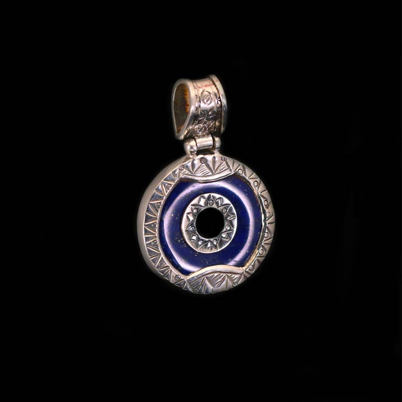 Africa OKUNA PENDANT 1.4 Lapiz-Lazuli Necklace Sacred Geometry Tribal Vulcan Bohemian Gem Silver Touareg
