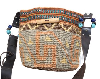Damen braun Crossbody Bag w / handgewebte Riemen | Verstellbare Tasche | Einzigartig | Schultertasche | Ethnische Tasche | Traditionelle Tasche | Indigene handgefertigt