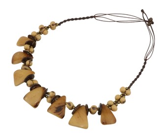 Brown Boho Necklace for Women | Bib Unique Necklace | Real Seeds Necklace |  Eco-friendly | Indigenous Handmade