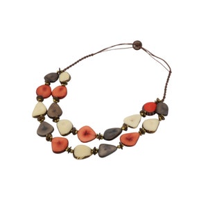 Braun Eboho Halskette für Frauen | Einzigartige Halskette | Ovale Gemüse Elfenbein Form | Natürliche Schmuck | Handgemachte Schmuck | Indigene handgefertigt