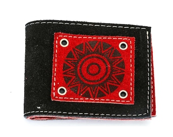 Mens Wallet / Bifold Wallets for Men / Black Genuine Suede Wallet / Credit Card Wallet / Minimalist Design / Unique Boho Wallets for Men