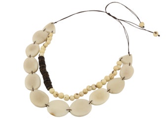 White Boho Necklace for Women | Unique Necklace | Real Seeds Necklace | Vegetable Ivory | Eco-friendly | Indigenous Handmade