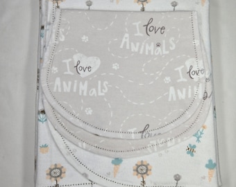 Animal Print Flannel Baby Blanket & Burp Cloth Set (36x40)