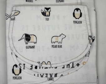 Peach Moon Flannel Baby Blanket with Burp Cloth, Hemstitch Edge