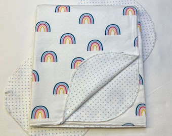 Flannel baby blanket blue hemstitched flannel baby blanket & burp cloth, double sided flannel,  36x40. Perfect swaddle. Kit’s available