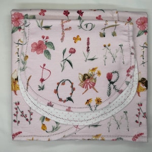 Fairy Alphabet Flannel Baby Blanket & Burp Cloth, Hemstitch Edge (36x40)
