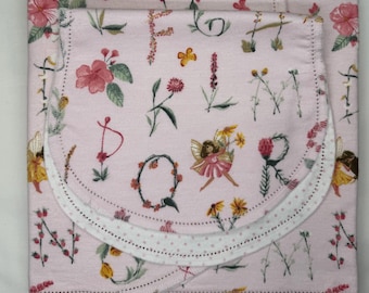 Fairy Alphabet Flannel Baby Blanket & Burp Cloth, Hemstitch Edge (36x40)