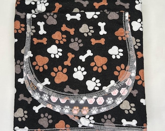 Puppy dogs paws hearts & hydrants hemstitched flannel baby blanket and burp cloth, double sided flannel receiving 36x40. Perfect swaddle.