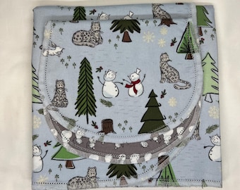Woodland Animal Flannel Baby Blanket & Burp Cloth, Hemstitch Swaddle
