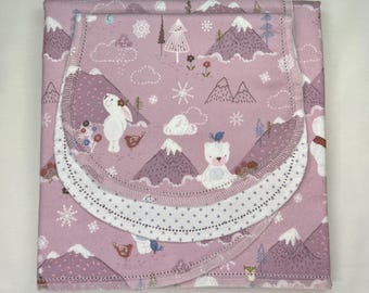 Bear Cub Flannel Baby Blanket & Burp Cloth Set, Mountain Print, 36x40