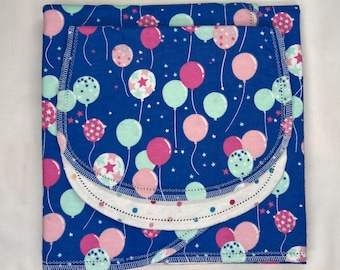 Balloon Print Flannel Baby Blanket & Burp Cloth Set, Handmade Hemstitch