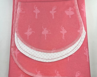Prima Ballerina hemstitch flannel baby blanket and burp cloth, double sided flannel receiving size 36x40. Perfect swaddle.