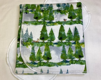 Deer Trees Flannel Baby Blanket and Burp Cloth Set (36x40)