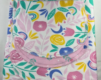 Floral Flannel Baby Blanket, Hemstitched Swaddle, Pink Mauve, 36x40