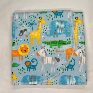 Safari Animals Flannel Baby Blanket & Burp Cloth Set, Hemstitch Swaddle (36x40) image 3