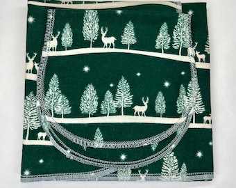 Deer and Pine Tree hemstitch double sided  Flannel Baby Blanket & burp cloth set. 36x40 kits avail