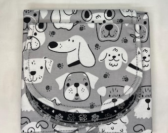 Puppy dogs paws hearts & hydrants hemstitched flannel baby blanket and burp cloth, double sided flannel receiving 36x40. Perfect swaddle.
