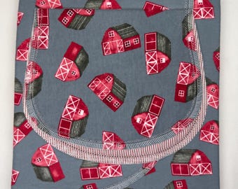 Farm Animal Flannel Baby Blanket & Burp Cloth Set, 36x40, Hemstitch Edge