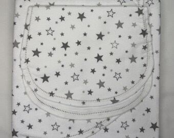 Peach Moon Flannel Baby Blanket with Burp Cloth, Hemstitch Edge