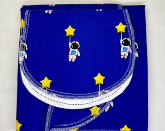 Astronaut Flannel Baby Blanket & Burp Cloth Set, Hemstitch Swaddle (36x40)