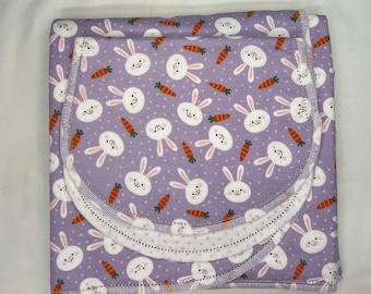Pink Baby Parade hemstitch flannel baby blanket and burp cloth, double sided flannel receiving size 36x40. Perfect swaddle.