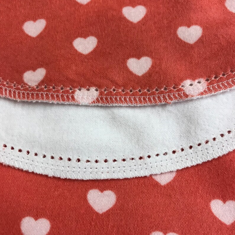 receiving size 36x40 double sided flannel Perfect swaddle. Hearts hemstitch flannel baby blanket and burp cloth