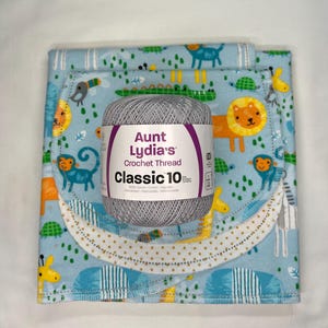 Safari Animals Flannel Baby Blanket & Burp Cloth Set, Hemstitch Swaddle (36x40) kit:grey yarn
