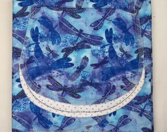 Dragon fly on teal green hemstitched flannel baby blanket and burp cloth, double  sided flannel receiving size 36x40. Perfect swaddle. Kits