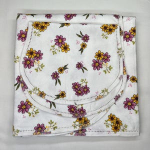 Floral Flannel Baby Blanket & Burp Cloth, Pink Mauve Hemstitch (36x40)