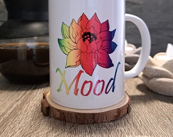 Personalized Mug, Lotus Mug, Rainbow Mug, 15oz  Mug, Gifts For Her, Floral Mug