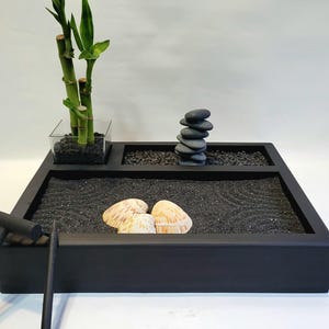 Zen Garden Kit, Desktop Zen Garden,  Meditation Rock Garden, Tabletop Zen Garden, Dry Rock Garden, Sand Garden, Lucky Bamboo,