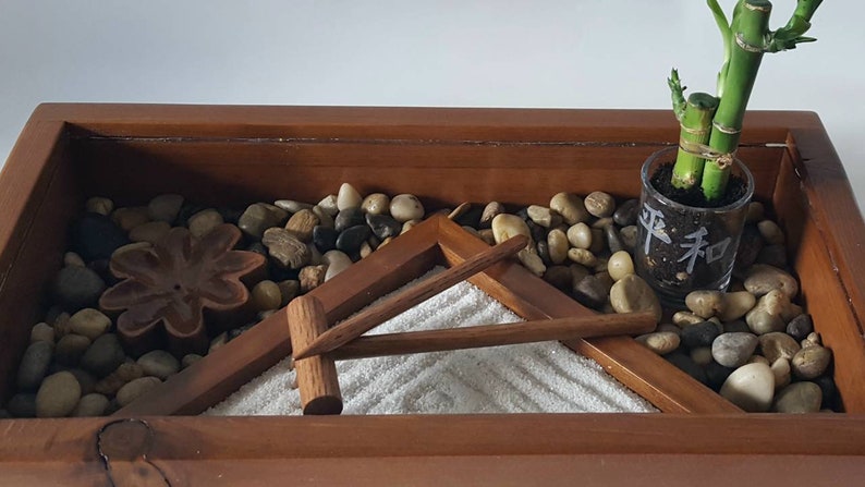 Executive Zen Garden, Deluxe Zen Garden Kit, Rock Garden, Japanese Rock Garden, Sand Garden, Desktop Zen Garden, Zen Garden, Bamboo Garden image 2