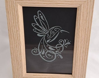 Hand Etched Hummingbird 4x6 Hummingbird Tribal Hummingbird Picture Hanging Hand Drawn Hummingbird Wall Hanging Hummingbird