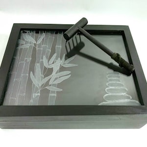 Zen Garden, Zen Garden Kit, Rock Garden, Sand Garden, Japanese Zen Garden, Black Zen Garden, Desktop Zen Garden, Aromatherapy Zen Garden