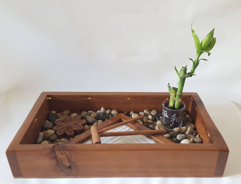 Executive Zen Garden, Deluxe Zen Garden Kit, Rock Garden, Japanese Rock Garden, Sand Garden, Desktop Zen Garden, Zen Garden, Bamboo Garden image 1