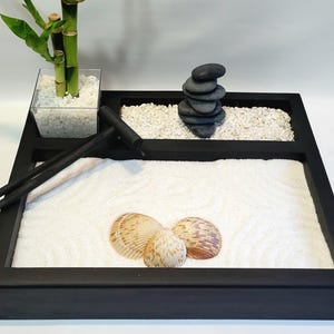 Zen Garden Kit, Desktop Zen Garden,  Meditation Rock Garden, Tabletop Zen Garden, Dry Rock Garden, Sand Garden, Lucky Bamboo,