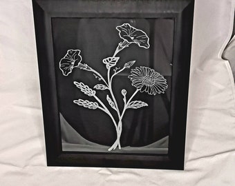 September Birth Month Flowers Aster Birth Month Flower Morning Glory Flower Etched Flower Wall Decor Hand-Etched Flowers Birth Month Flowers