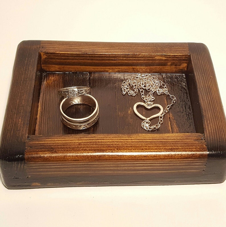 Ring Tray, Jewelry Tray, Catch All Tray, Trinket Tray, Coin Tray, Kitchen Sink Tray, Key Tray, Sink Tray, Trinket Dish, Wooden Tray image 1