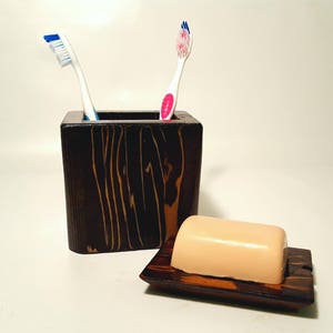 Toothbrush Holder, Wooden Toothbrush Holder, Toothbrush Caddy, Soap Dish Set, Toothpaste Holder,  Toothbrush Set, Toothbrush and Soap Dish