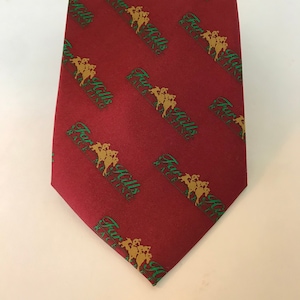 RARE Horse Racing Tie Far Hills Race Meeting Novelty Necktie 100% Silk Burgundy red Gold Green Tie Rare Men’s Necktie Vintage Gift for him