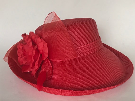 Betmar Red Formal hat/Stunning New York Vintage Ha