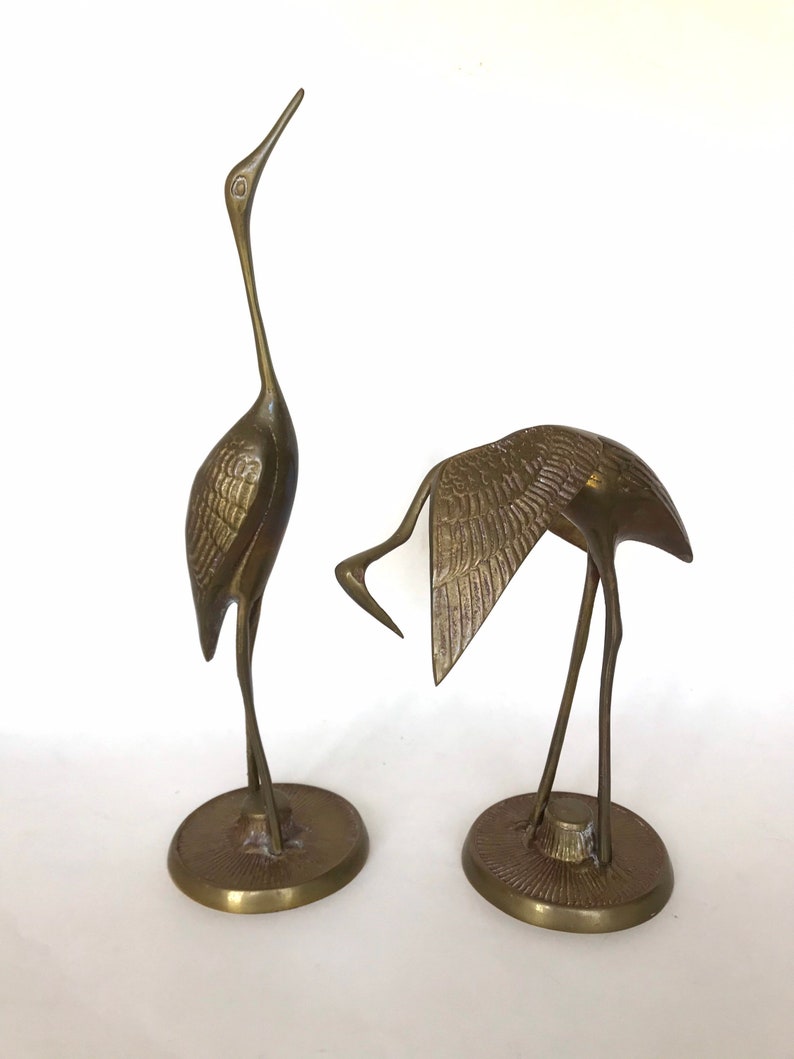 Midcentury Brass Crane Figurines/Vintage set of 2/Egret Etsy