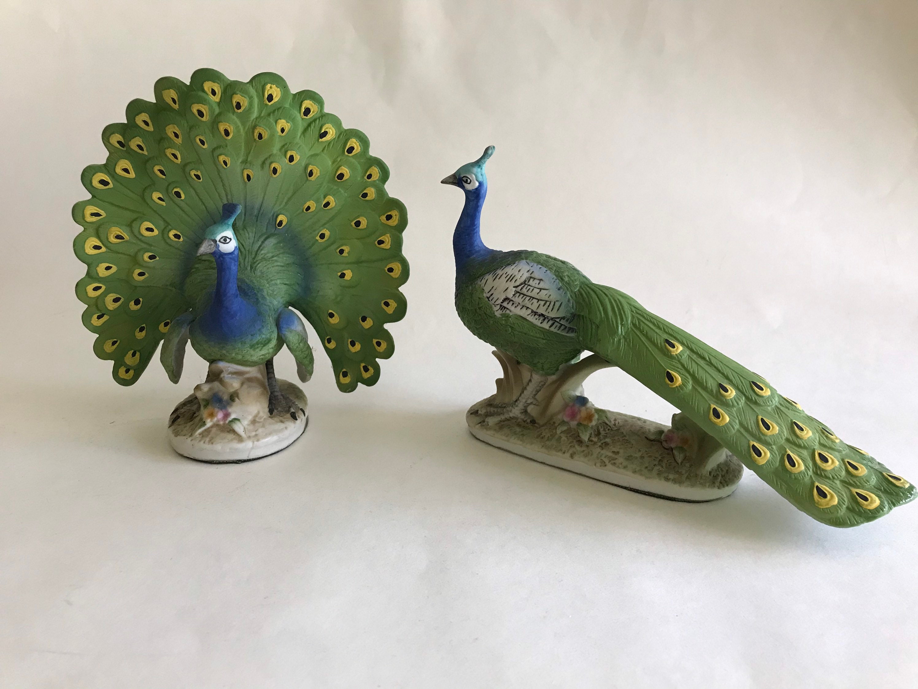 Vintage Colorful Peacock Figurine Etsy