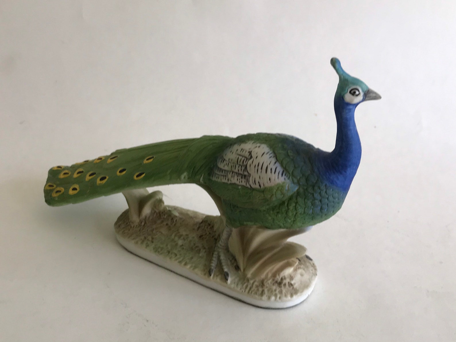 Vintage Colorful Peacock Figurine Etsy