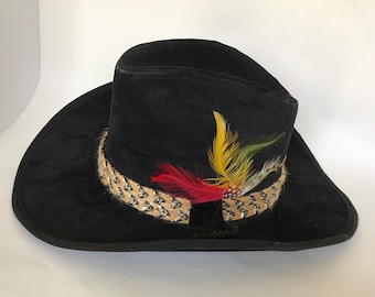 Stetson Black Velvet Western Hat Vintage Smokey and the Bandit Black Stetson Cowboy Hat 1980's black velvet hat Size M Birthday Gift for him